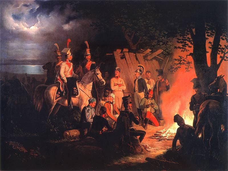 January Suchodolski A bivouac of Polish Uhlans at Wagram. oil painting image